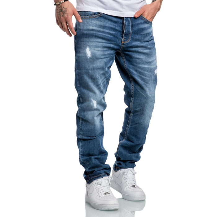 Чоловічі джинси Regular Straight Fit Denim Hose R7998 Hellblau (34W/34L) - Потертості