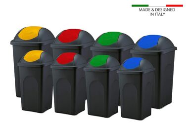 Сміттєвий бак BigDean на 60 літрів з гойдальним кришкою, великий смітник для дому та офісу (Чорно-синій)