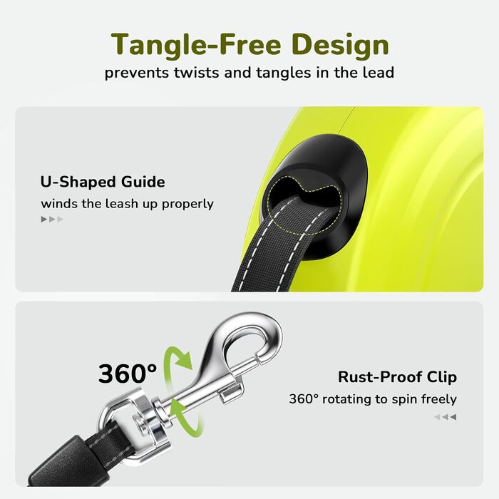 Рулетка для собак Pecute 10м, до 50 кг, зелена, антизаплутування, швидке гальмування