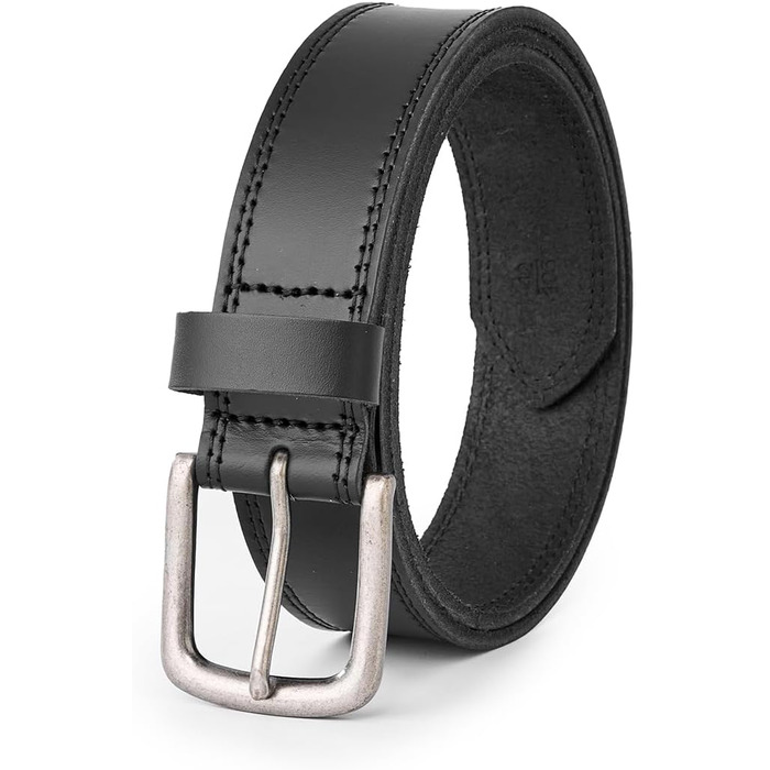Чоловічий шкіряний ремінь BELTER 38 мм з подарунковою коробкою, чорний. Розміри: 32W-35W (105 см), 44W-47W (135 см)