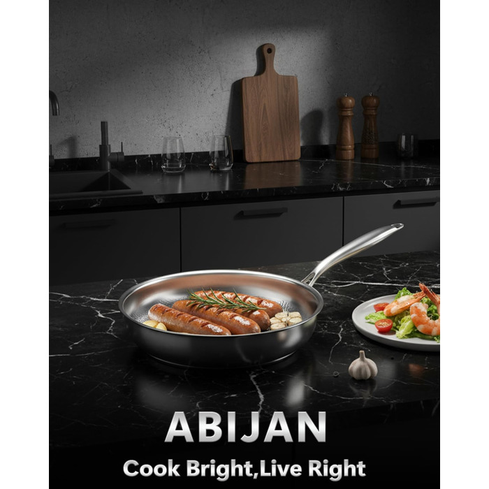 Сковорода з нержавіючої сталі 30 см Titan, з кришкою, для індукційних плит, 18/10, підходить для духовки та посудомийної машини