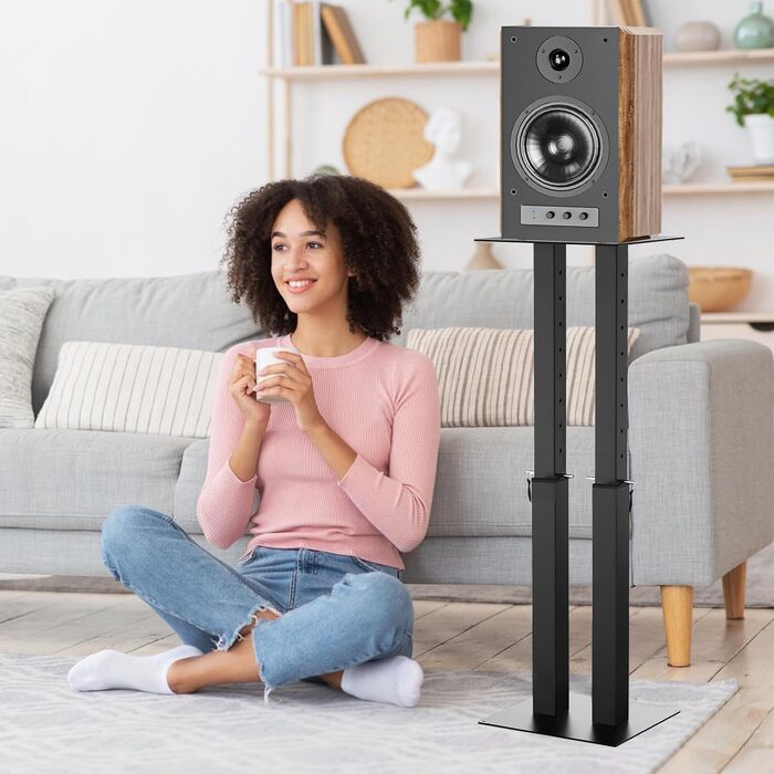 Підставки для колонок, регульовані по висоті, 2 шт, універсальні, з управлінням кабелів, чорні