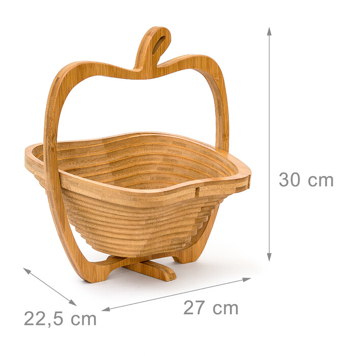 Relaxdays Collapsible Apple Basket made of Bamboo
