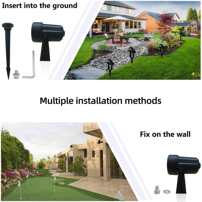 LED Garden Lighting Set with Power, 14M, 4 Spotlights, Warm White 3000K, IP65 Waterproof, 600lm, 27V, 4-in-1