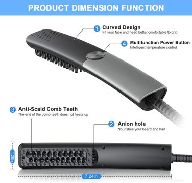 Lidasen 2-in-1 Electric Beard and Hair Straightener Brush - Premium Ionic Hair & Beard Straightening Kit
