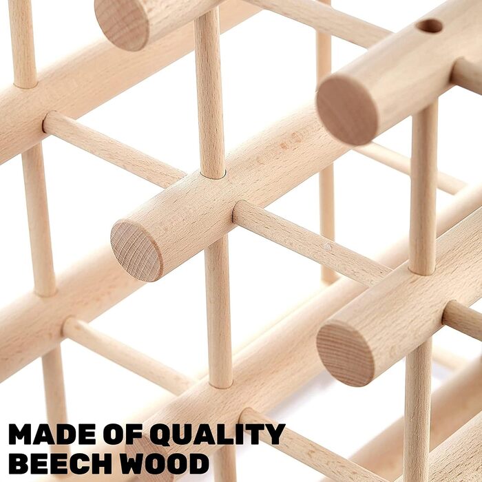 Wooden wine rack for 12 bottles, practical for kitchen or home bar. Modular wine bottle rack, natural beechwood.