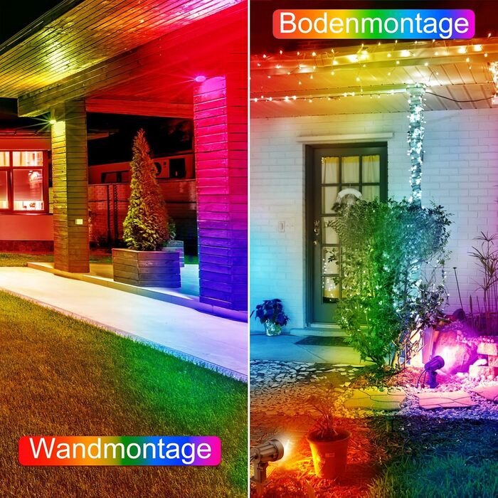MEIKEE Solar Lights for Outdoors with Remote Control, 10 Colors, 30 Cycle Modes, Garden Lighting, Colorful, Auto ON/OFF Timer, Garden Light, IP66 Waterproof Solar Spotlights for Outdoors, Garden, Path, Trees, Balcony, 6 Pack