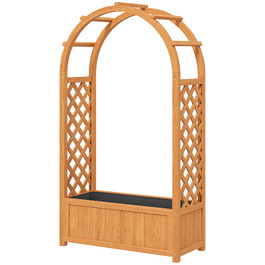 Outsunny Raised Garden Bed Planter with Trellis, Curved Roof Arbor Planter Box Wood, Garden Trellis 83x36x145cm for Garden Balcony Terrace, Flower Pot for Climbing Plants Hanging Plants, Flowers | Aosom