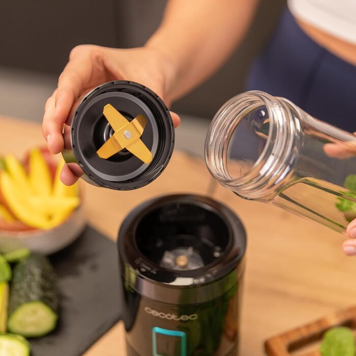 Cecotec EasyGo Portable Blender - 350W Ice Crushing Power Titanium | 2 Bottles & Accessories