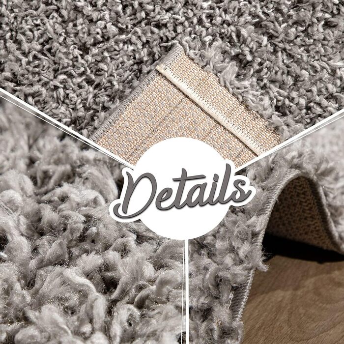 Килимок для вітальні TT Home з високим ворсом, штучний, сірий, 60x100 см