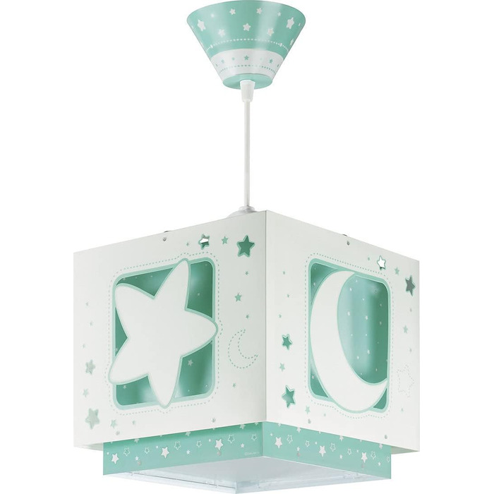 Children's Lamp Pendant Light Hanging Lamp Fluorescent Moon and Stars MoonLight green, 24 x 24 x 21 cm