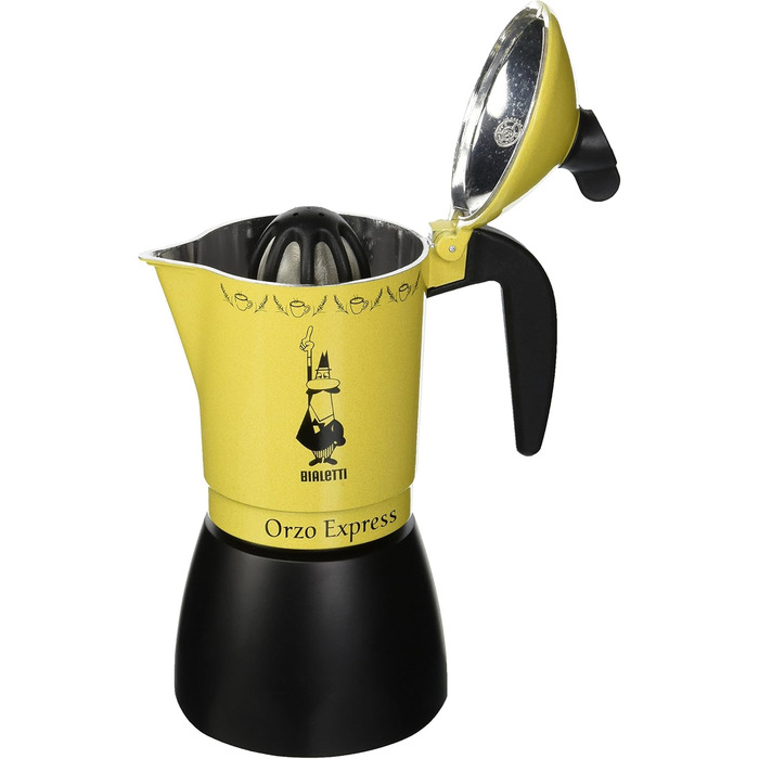 Кавоварка Bialetti Moka Orzo Express, алюміній, жовта, 4 чашки