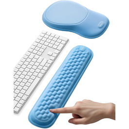 Підставка для зап'ястя Meatanty ергономічна, з Memory Foam, для клавіатури та миші, м'яка, стильна, антиковзаюча, для офісу, дому та геймінгу (Блакитна)