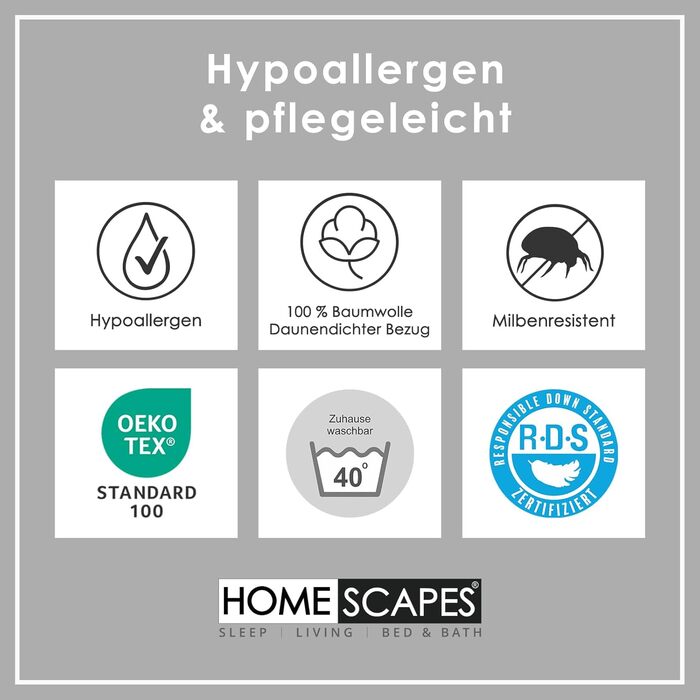 Homescapes Warm Winter Comforter, 230 cm x 220 cm, Down Comforter Heat Class 4-5 with 85% Goose Down and 15% Feathers, Down Comforter, Quilted Comforter Öko-Tex Certified 230 x 220 cm
