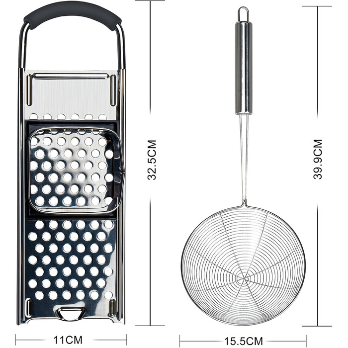 Набір для приготування шпецелі: тертка, прес, сито, шумовка та шкребок з нержавіючої сталі