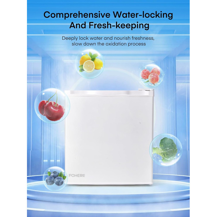 Міні-холодильник E 46L з відділенням для льоду, 42 dB, регулювання температури, енергозберігаючий, знімний дверний анфаз, для кухні, офісу, спальні, готелів та маленьких квартир (білий)