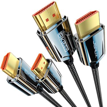 Кабель HDMI 2.1 JSAUX 8K Ultra High Speed (2 шт., 2м) - 8K@60Hz, 4K@120Hz, eARC, HDR10, HDCP 2.2/2.3, для PS5/PS4/Xbox/UHDTV