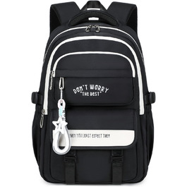 Шкільний рюкзак Tanou для підлітків, рюкзак для школи, великий шкільний ранець для дівчаток 4-12 класів, водонепроникний, зручний денний рюкзак для початкової, середньої та вищої школи (Чорний)