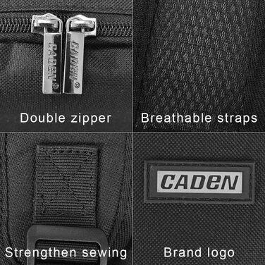Рюкзак для камери CADeN 2.0, чорний: водонепроникний, сумісний з Sony, Canon, Nikon