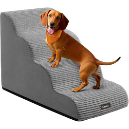 Сходинки для собак Feandrea, 3 ступені, для маленьких собак, котів, водонепроникні, з неслизьким покриттям, знімний чохол, сірого кольору PPS003G01 (4 ступені, 72 см)