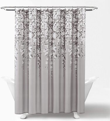 Шторка для душу Lush Decor з квітами, 183x183 см, сіра