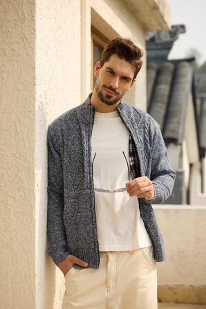 Чоловіча флісова куртка Les Umes з коміром-стійкою, осінь-зима, Regular Fit (М, Multiblau)