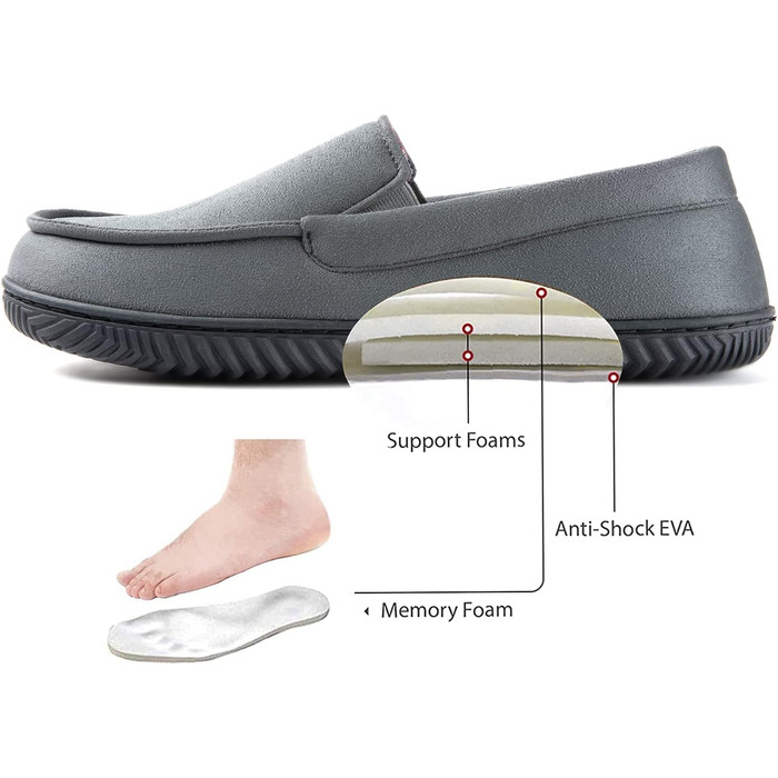 Чоловічі домашні тапочки RockDove Alexander з дихаючим фетровим підкладкою та антиковзкою підошвою з піни EVA, 42 EU, Колір: Вугільний