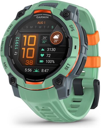 Розумний годинник Garmin Instinct 3 45mm AMOLED з GPS, 1.2' дисплеєм, до 18 днів роботи, 80+ спортивних функцій, Health Coach, LED-ліхтарик