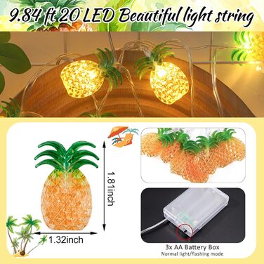 Гірлянда світлодіодна декоративна 300 см, 20 LED, марокканський стиль, тепле біле світло (ананас)