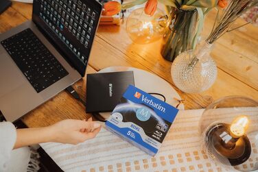 Зовнішній тонкий CD/DVD-записувач Verbatim USB-C USB 3.2 Gen1 з кабелем USB-C на USB-A, компактний привід для ноутбука