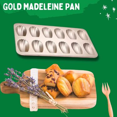 Форма для мадленів (2 шт) з антипригарним покриттям, 12 відділень, 40x24 см, з вуглецевої сталі, для випікання мадленів, кексів, брауні, шоколаду