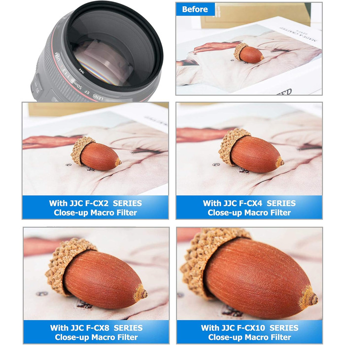 Набір макрофільтрів JJC 58 мм (+2, +4, +8, +10) для Canon EOS 90D 80D 5DII 5DIII 60D 70D та інші камери з об'єктивом 58 мм + чохол для фільтрів
