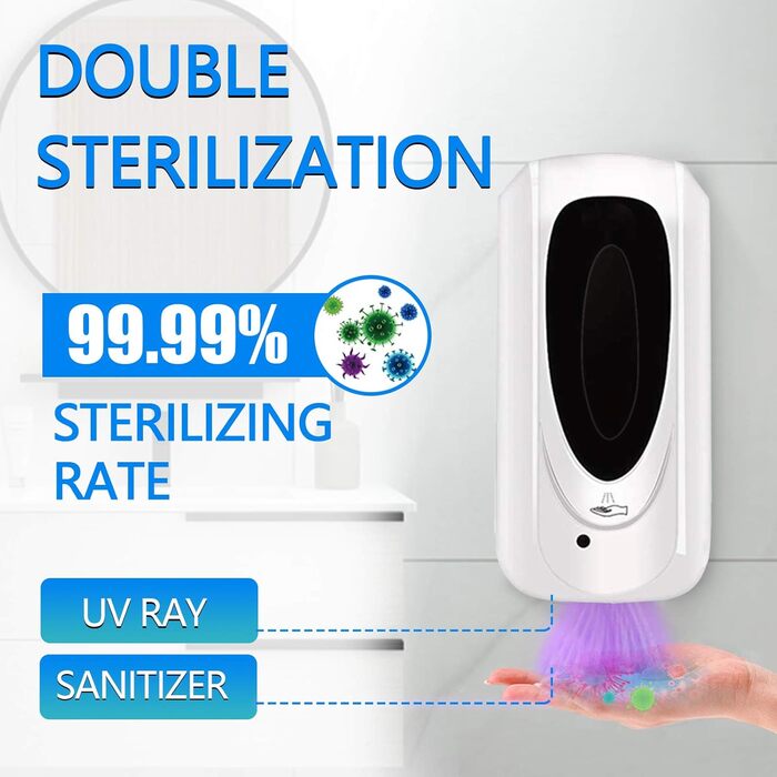 Jewaytec Automatic Hand Sanitizer Dispenser 1000ml, Wall Mount Electric Automatic Soap Dispenser with Sensor, Alcohol Spray Device Hand Sanitizer Dispenser with Sensor for Home Commerce