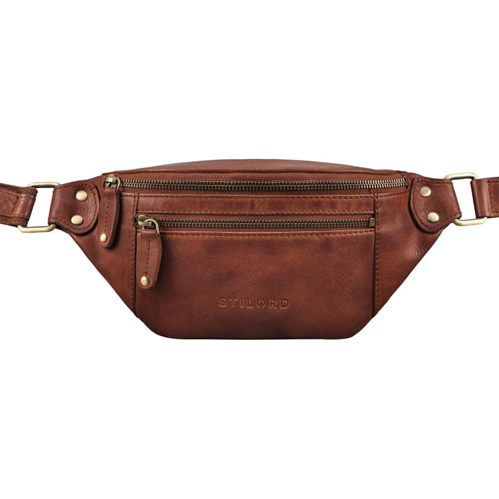 STILORD 'Orson' поясна сумка з натуральної шкіри, на пояс, на стегно, для чоловіків та жінок - регульований ремінь, захист від крадіжки та вологості, колір: Brandy - Cognac