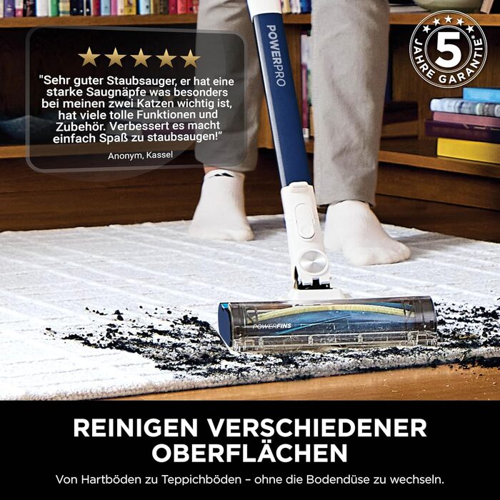 Пилгопоглинач Shark PowerPro IZ380EU: акумуляторний, бездротовий, для тварин, алергіків, з LED-підсвічуванням та гнучким гофрованим всмоктувальним трубою, Navy Blue Metallic