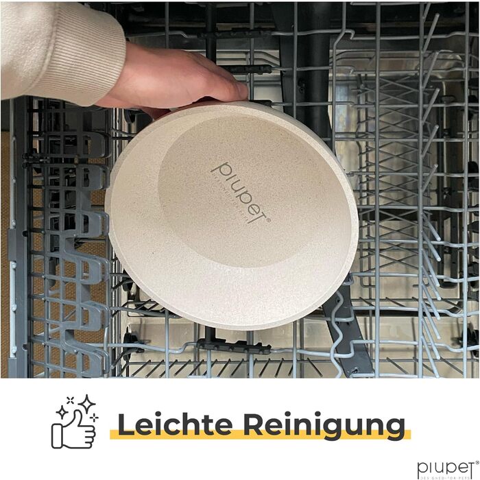 Миска для корму PiuPet® для собак великих порід, 2 шт по 1,6 л, миска для води, миється в посудомийній машині, діаметр 21,5 см, бежевий колір