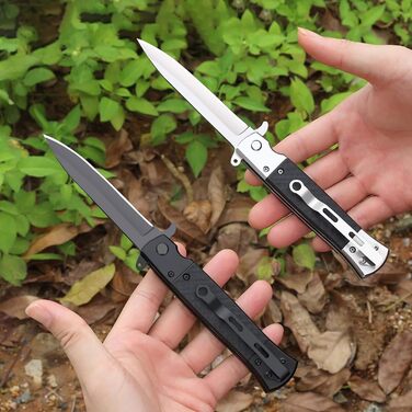 Eil Outdoor Folding Knife – Pocket Knife G10 Handle, Sharp One-Handed Knife Fishing Knife Blade made of Stainless Steel, Pocket Folding Knife Camping Gear for Fishing, Hunting, Sports Activities black