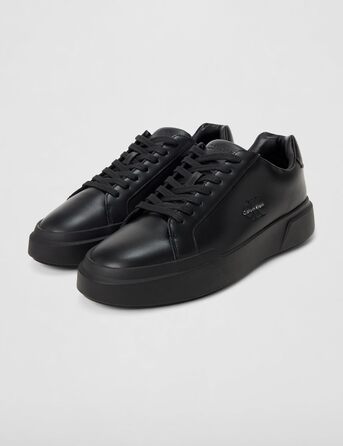 Чоловічі кросівки Calvin Klein Cupsole з товстою підошвою, шнурівка, шкіра, чорний колір, 43 EU