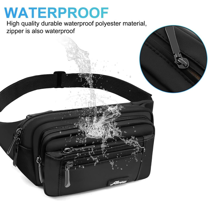 Жіноча поясна сумка-рюкзак, водонепроникна, для телефону, спортивна, для активного відпочинку, подорожей, прогулянок з собакою (чорна)