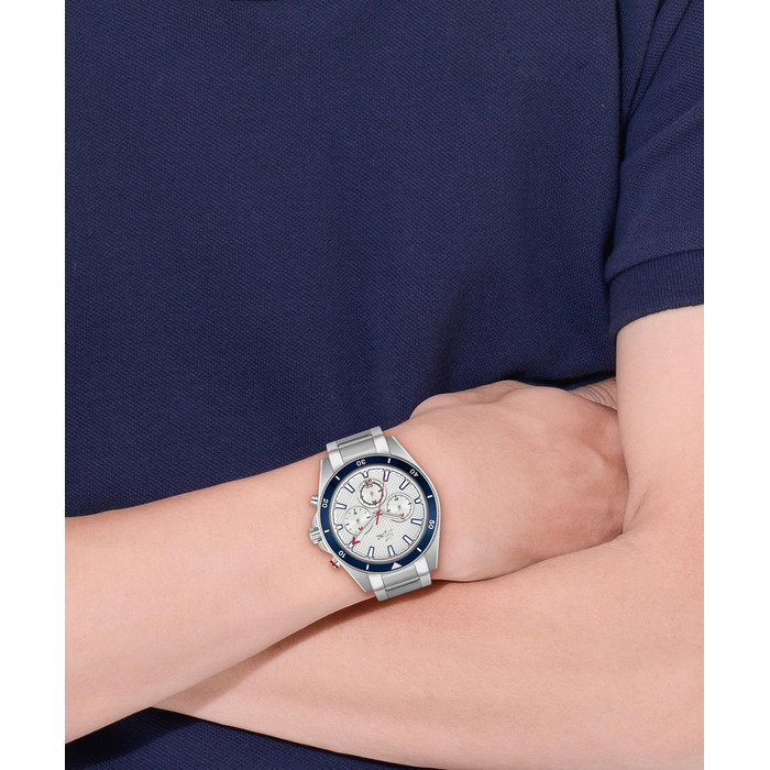 Годинник чоловічий Lacoste Mainsail Chronograph Quartz (білий, металевий браслет)
