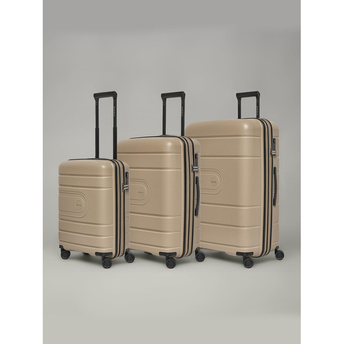 Набір валіз REDOLZ 3 шт. | Розширювані, з TSA-замком, з поліпропілену | Розміри: 6 см, 4 колеса | Beige (Essentials 11)