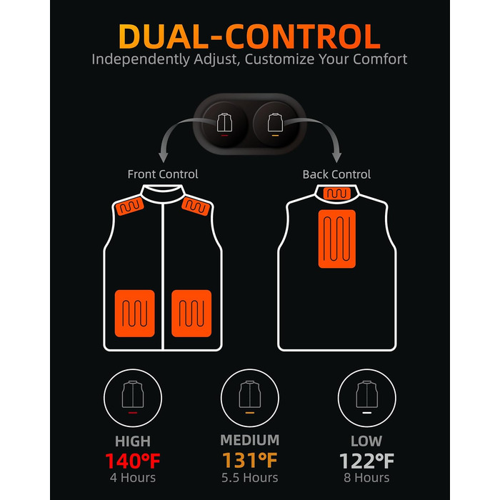 Жіноча грівачка з підігрівом - тепла жилетка з акумулятором 7.4V, жилетка для полювання. Чорний колір, розмір L