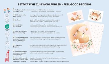 Комплект постільної білизни для дитячого ліжечка: комплект постільної білизни для малюків, постільна білизна для дитячого ліжечка 100x135 см та наволочка 40x60 см з бавовни, сертифікат Öko-Tex Standard, для хлопчиків та дівчаток (з принтом лисички)