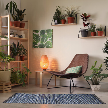 Relaxdays Leather and Cotton Patchwork Rug