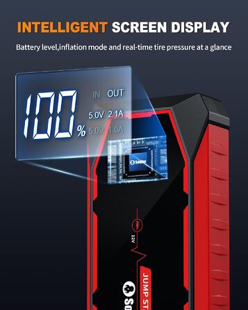 Бустер для автомобіля Cy8 5000A — Потужний пусковий пристрій (Jump Starter) для бензинових двигунів до 8л та дизельних до 6л, 12V, з LED-ліхтарем та EVA-кейсом