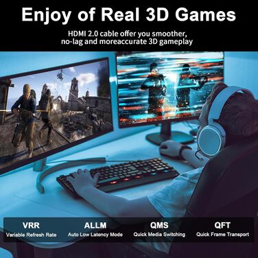 HDMI кабель 4K 25м, Highspeed 2.0, 18Gbps, Ultra HD, Ethernet, Audio Return, HDR, 3D, Arc, сумісний з Xbox, PS5/PS4, HDTV, ноутбук (золотий)