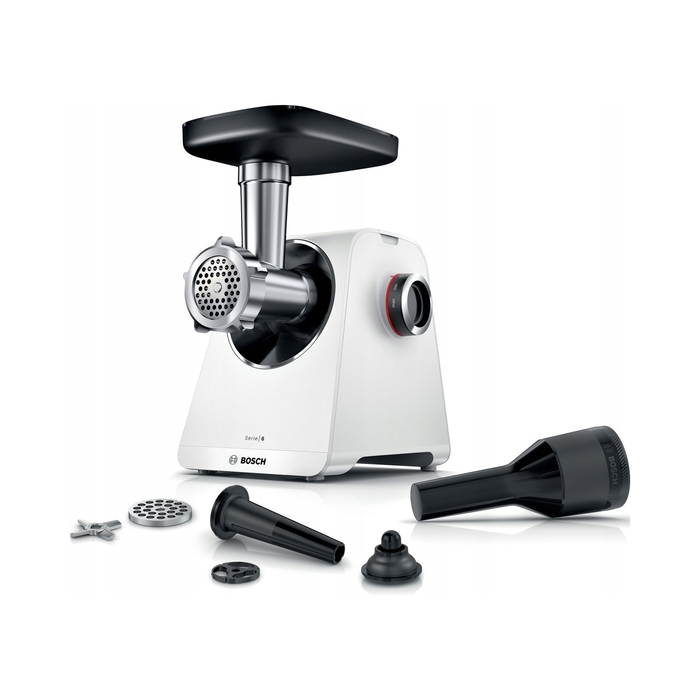 М'ясорубка Bosch Serie 6 MFWS607W 2100 Вт, реверс, біла