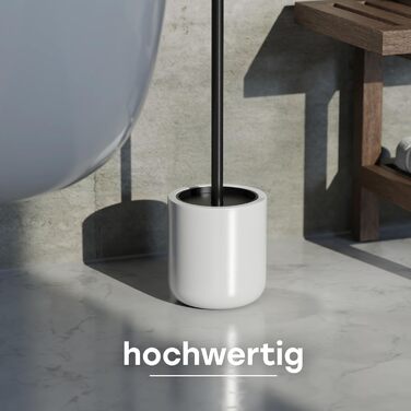 Набір для туалету SAVEGA: щітка для унітазу з нержавіючої сталі та силікону з антибактеріальною насадкою та тримачем (білий)