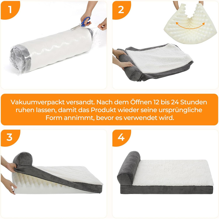 Ортопедичне ліжко для собак Growaystory - зручне собаче ліжко-софа з ефектом пам'яті, 75x50x20 см