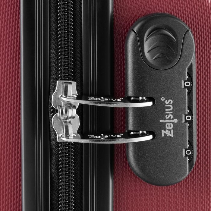 Набір валіз Zelsius 4 шт. з ABS, з кодовим замком, 4 колеса, внутрішній роздільник | Набір валіз 4 шт., Trolley, велика валіза, Luggage Set, ручна валіза (Червоний, 4-частинний)